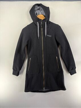 Bergans Of Norway Womens Black Wool Hooded Coat 1880 Myrull Lady Coat size XS